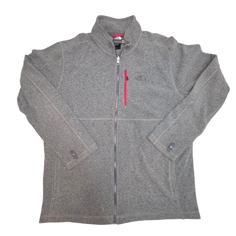 The North Face Mens XL Gray Full Zip Fleece Jacket Mock Neck Heathered Charcoal